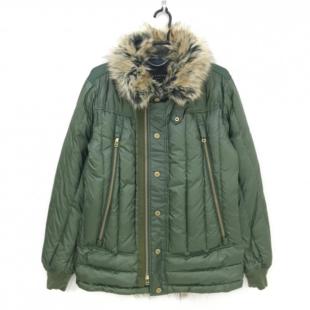 【美品】セントアンドリュース ダウンジャケット カーキ ファーベージュ ファー取外し可 メンズ M ゴルフウェア St ANDREWS