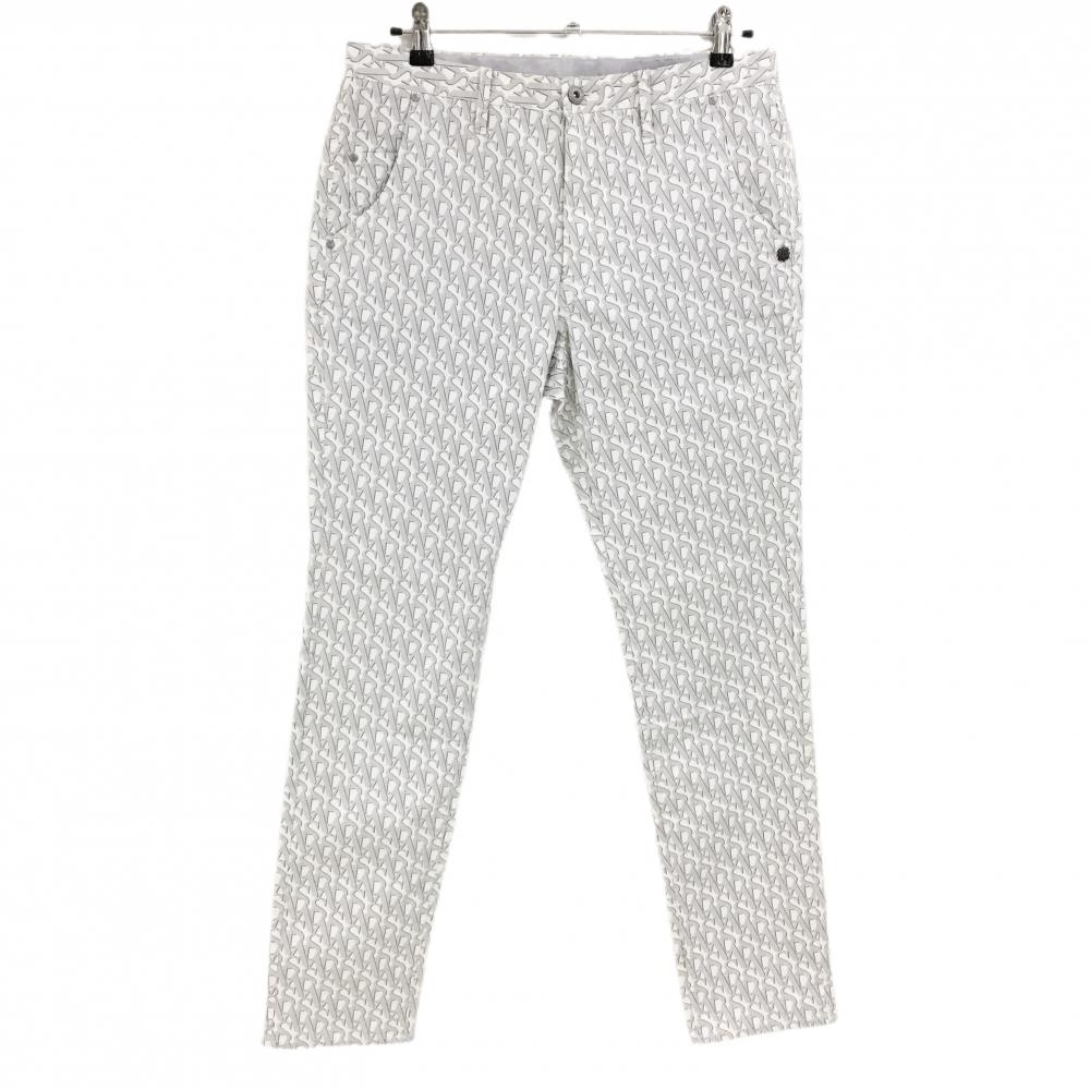 セントアンドリュース パンツ 白×ライトグレー 英字総柄 立体ロゴ メンズ L ゴルフウェア St ANDREWS