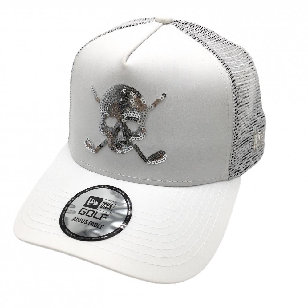 【新品】ニューエラ メッシュキャップ 白 スパンコールスカル 遮熱 UV 接触冷感  メンズ 表記なし ゴルフウェア New Era 画像