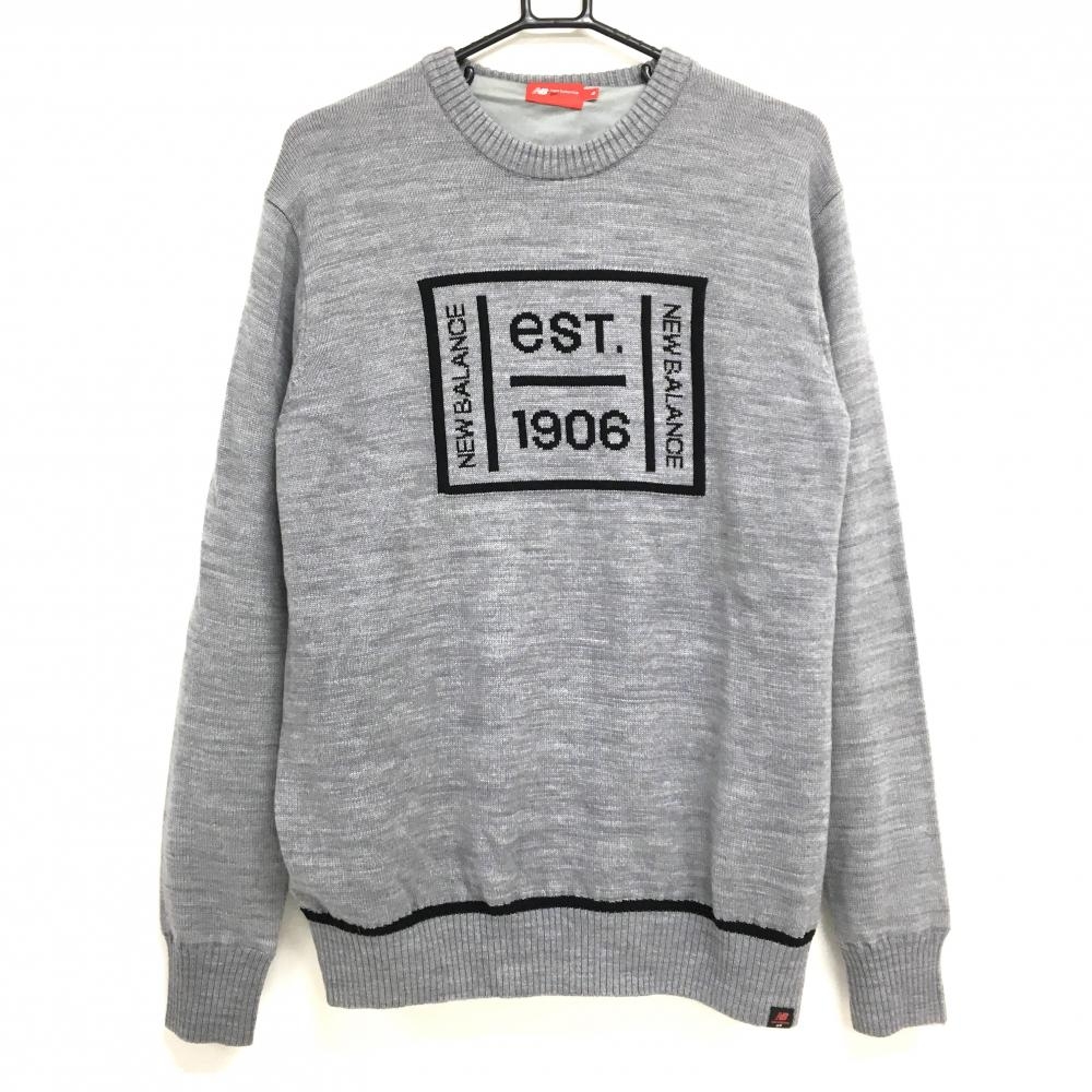 ニューバランスゴルフ セーター 杢グレー 裏地付き ニット ウール混 メンズ 6(XL) ゴルフウェア New Balance