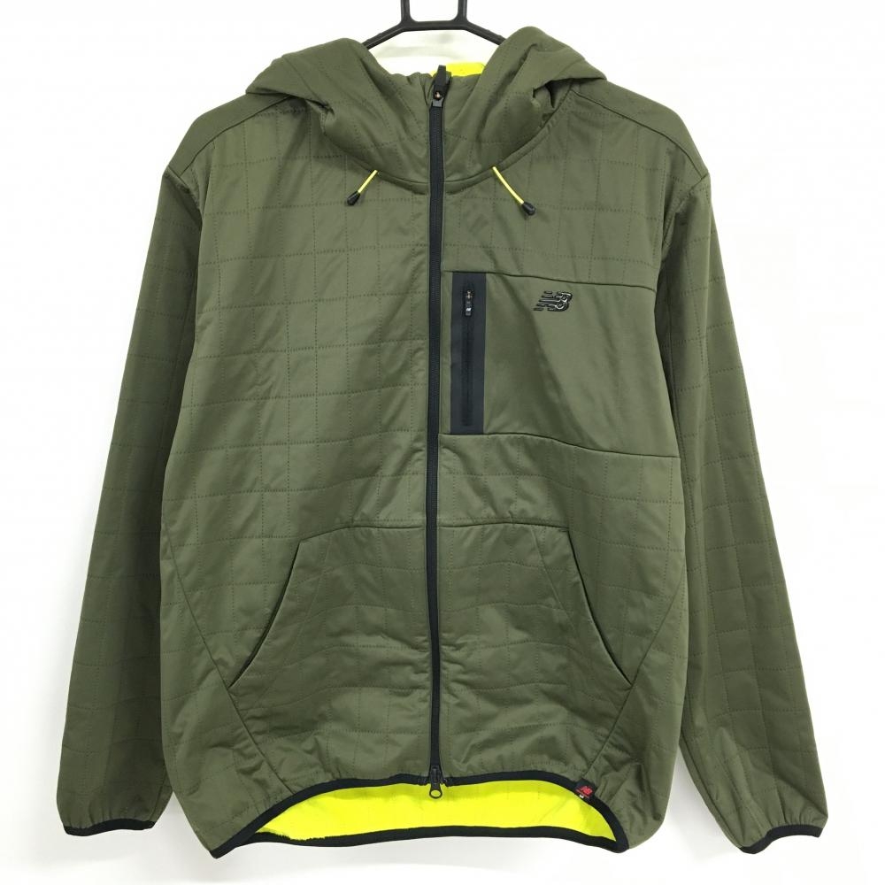 【超美品】ニューバランスゴルフ フード付ジャケット カーキ 裏起毛 キルティング風 メンズ 5(L) ゴルフウェア New Balance