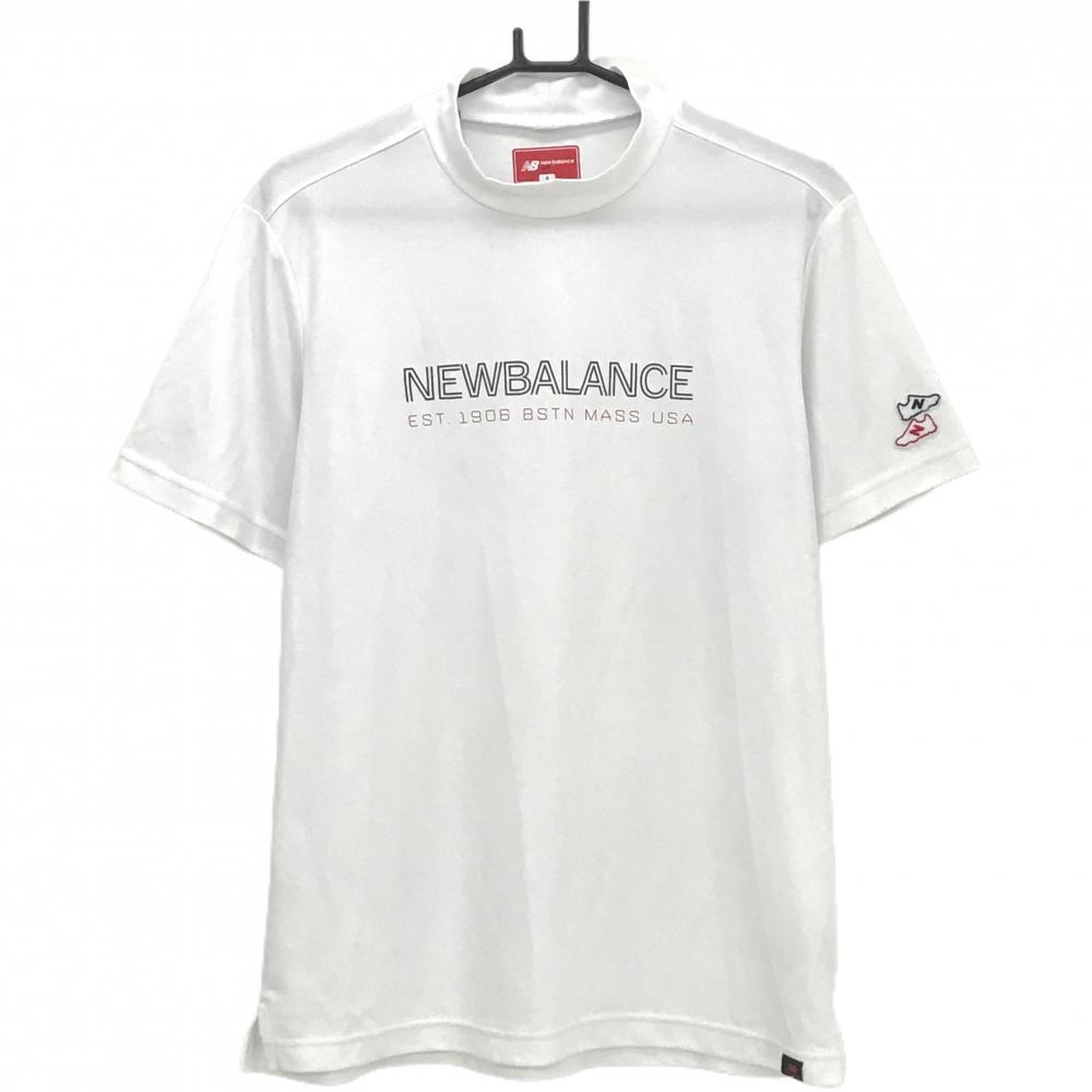 ニューバランスゴルフ 半袖ハイネックシャツ 白 ロゴプリント シューズワッペン  メンズ 6(XL) ゴルフウェア New Balance