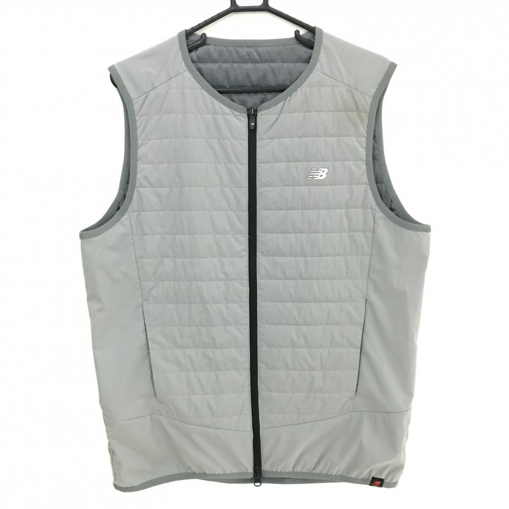 ニューバランスゴルフ 中綿ベスト グレー ダブルジップ メンズ 6(XL) ゴルフウェア New Balance