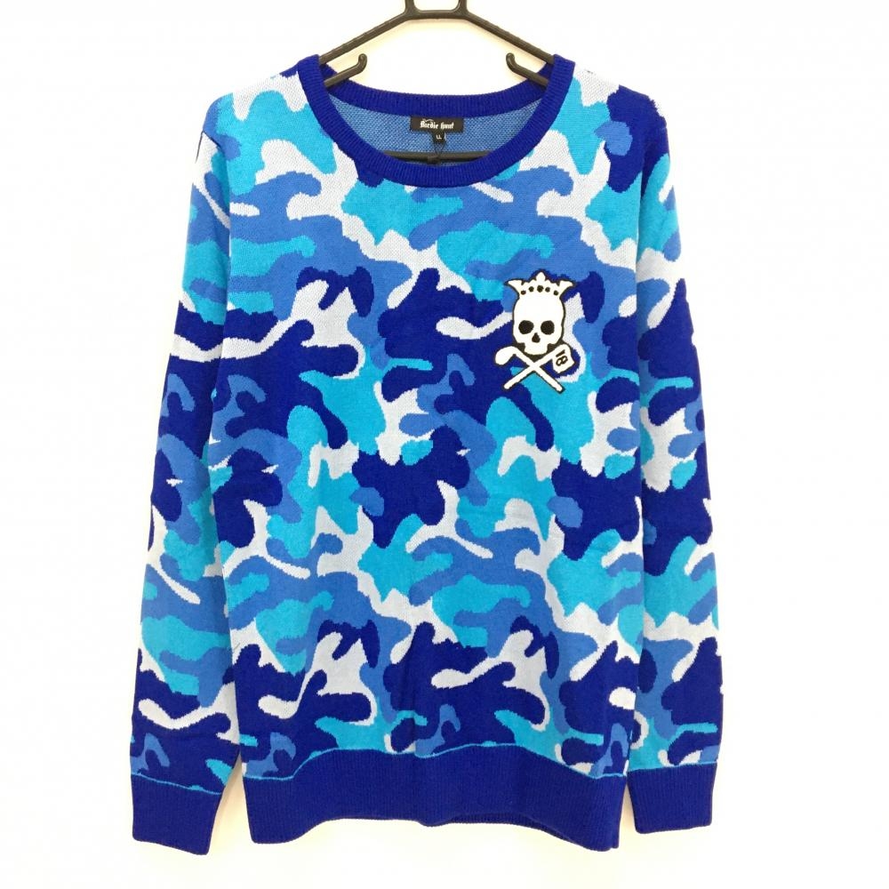 【新品】バーディーハント セーター ブルー×ライトブルー カモフラ 迷彩 ニット メンズ LL ゴルフウェア Birdie hunt