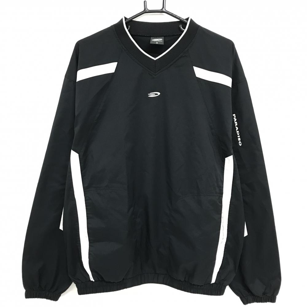 【美品】パラディーゾ スニード 黒×アイボリー 袖ライン Vネック ブルゾン メンズ L ゴルフウェア Paradiso