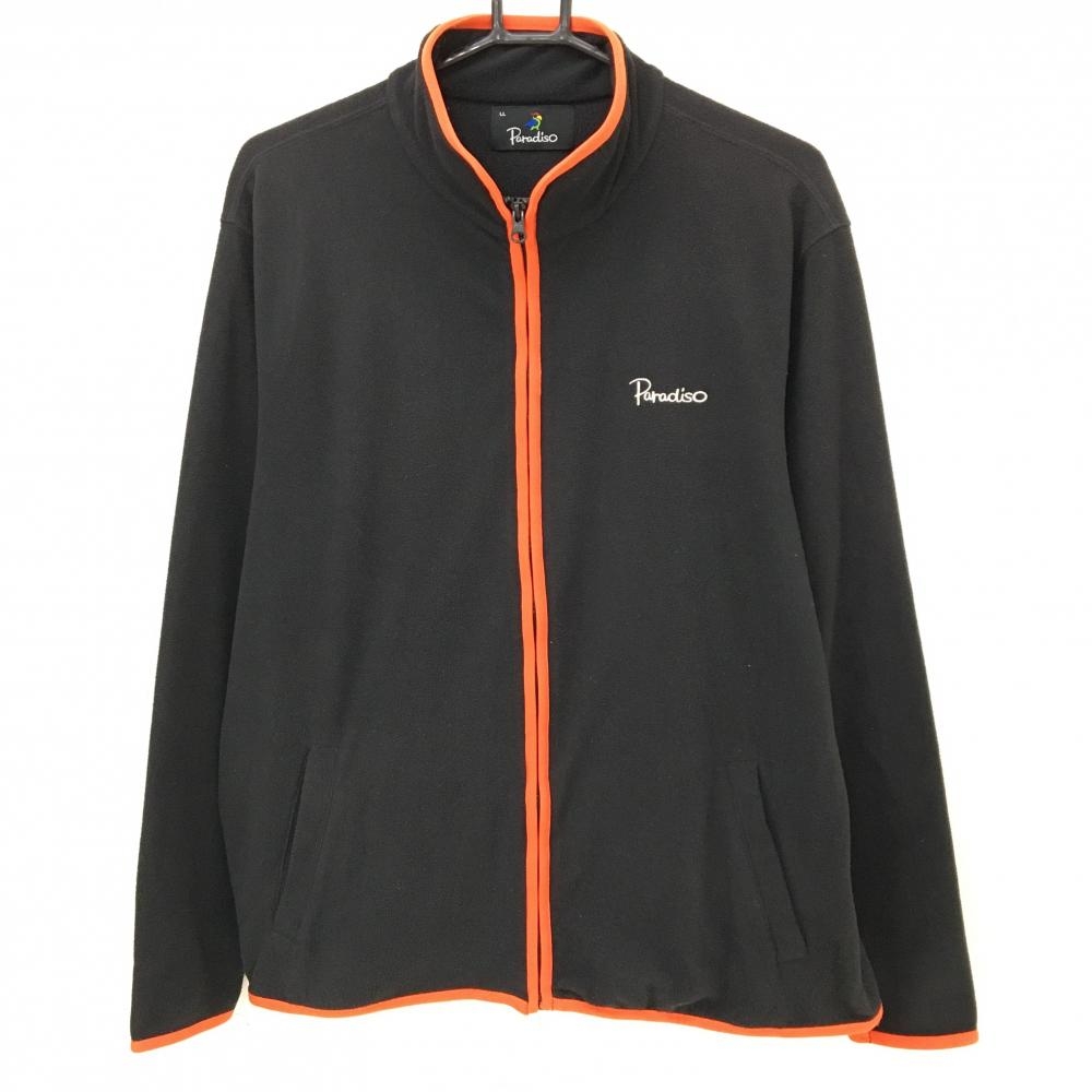 パラディーゾ フリースジャケット 黒×オレンジ ロゴ刺しゅう メンズ LL ゴルフウェア Paradiso