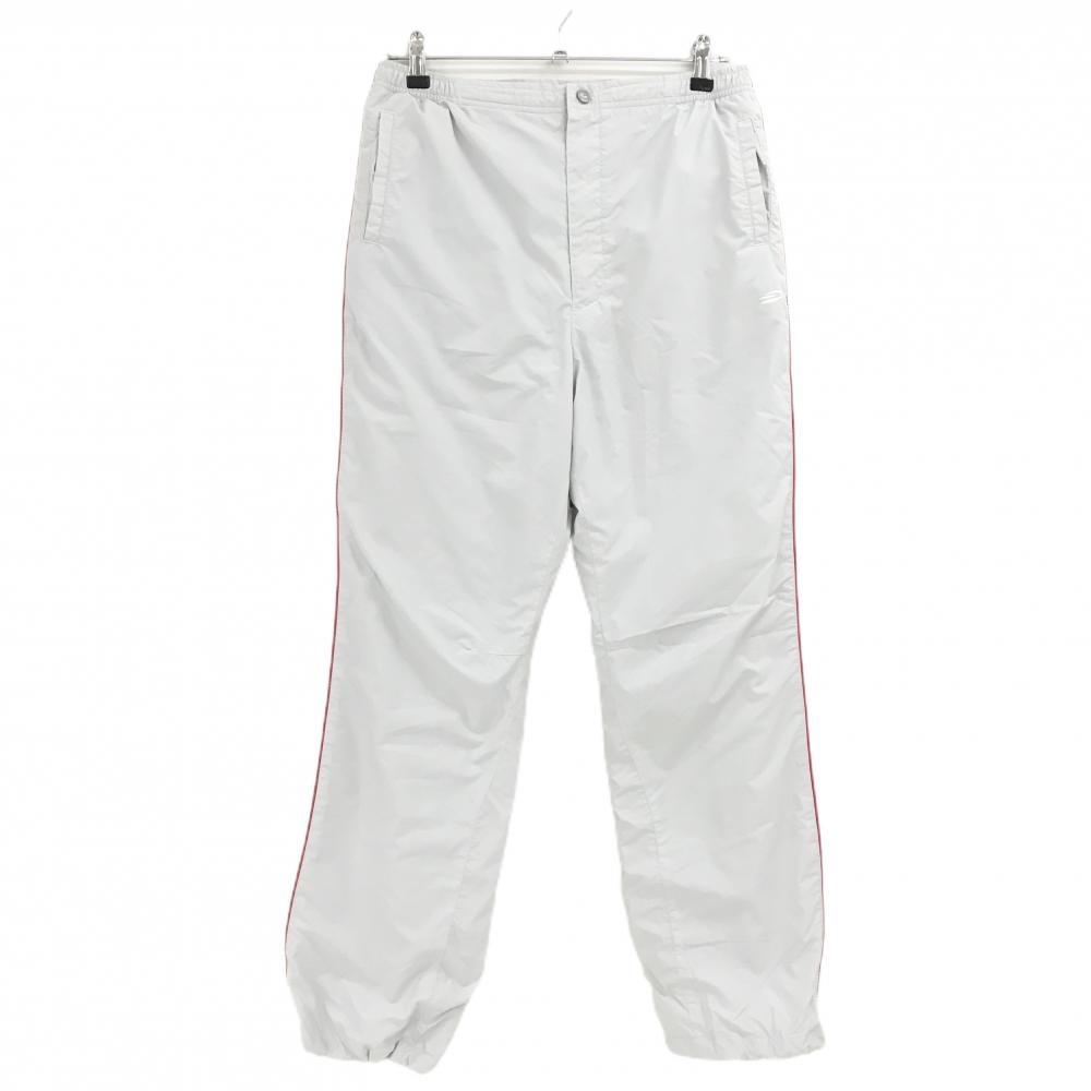 パラディーゾ パンツ ライトグレー×レッド サイドライン 蓄熱裏地 裾ドローコード シャカシャカ メンズ L ゴルフウェア Paradiso