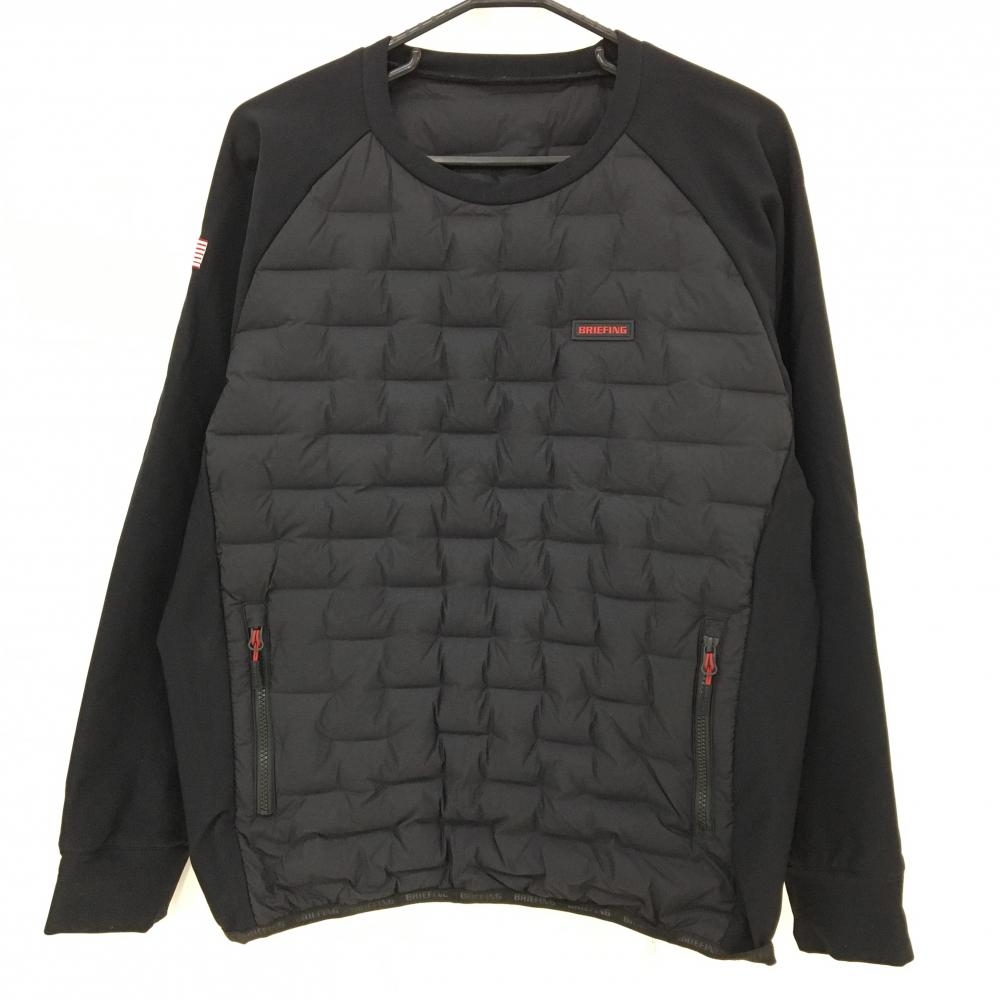 【超美品】ブリーフィング ダウンスニード 黒 ロゴ ブルゾン メンズ L ゴルフウェア 2023年モデル BRIEFING