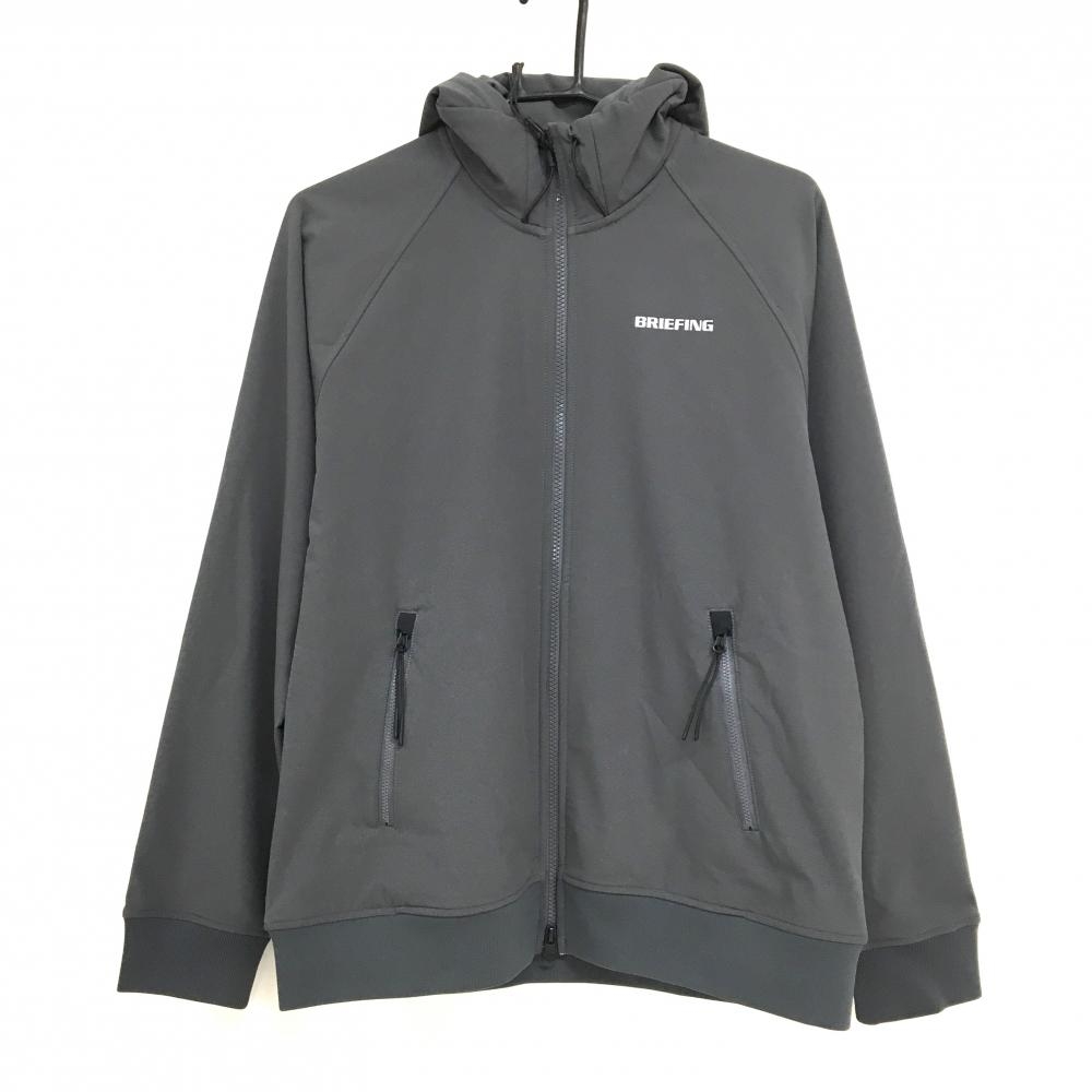 【超美品】ブリーフィング ジップパーカー グレー 裏起毛 胸ロゴ ジャケット メンズ M ゴルフウェア 2024年モデル BRIEFING