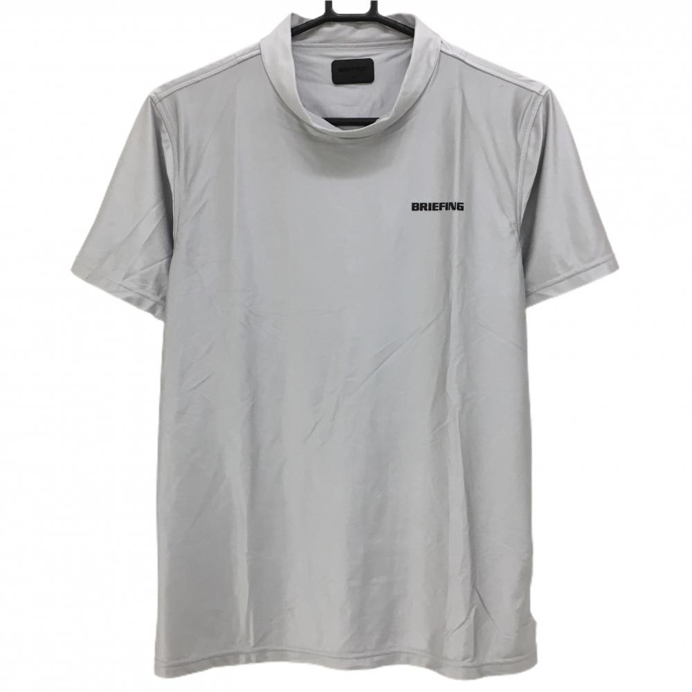 ブリーフィング 半袖ハイネックシャツ シルバー ロゴ黒 メンズ M ゴルフウェア BRIEFING 画像