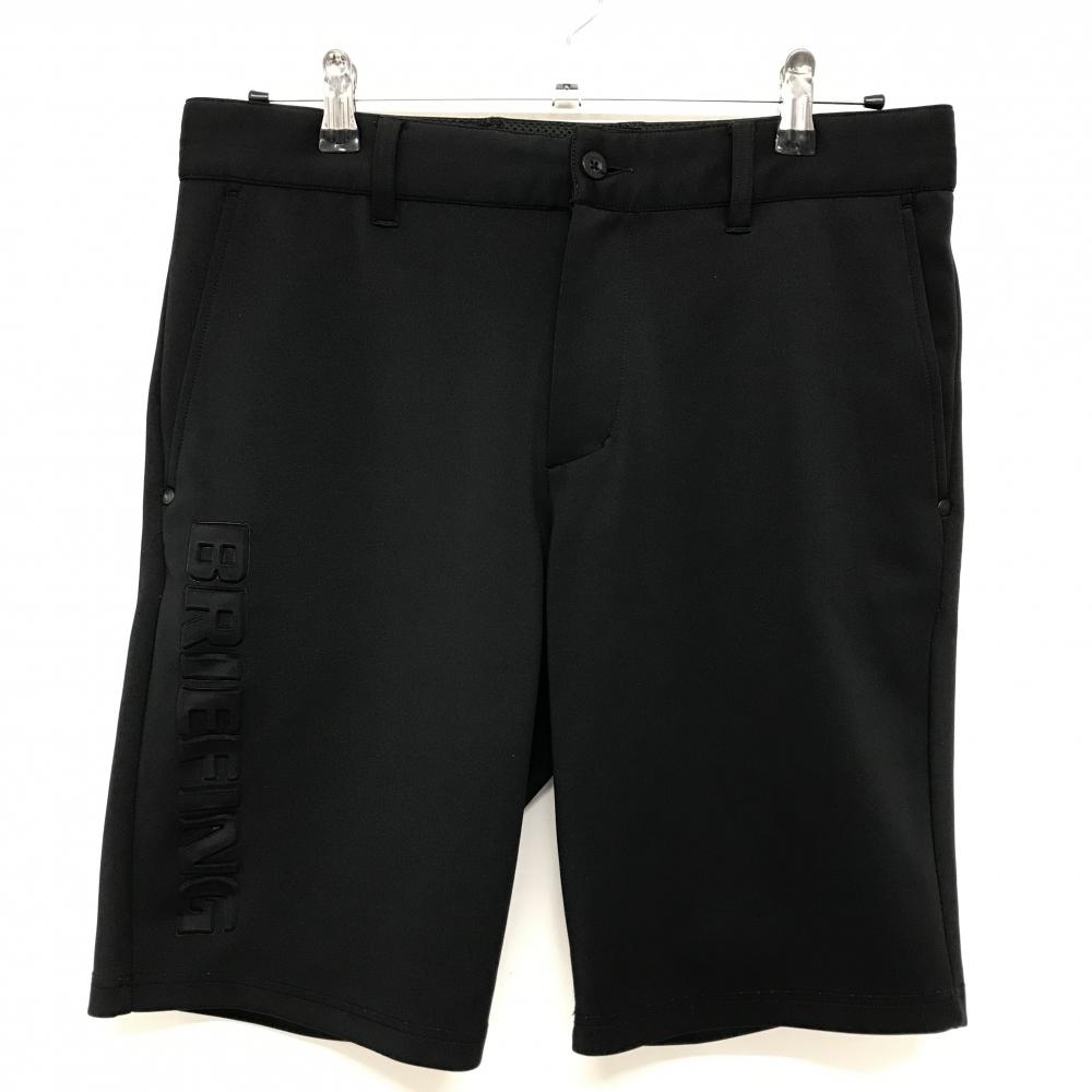 【美品】ブリーフィング ハーフパンツ 黒 ストレッチ ウエスト裏メッシュ＆調節紐付 メンズ M ゴルフウェア BRIEFING