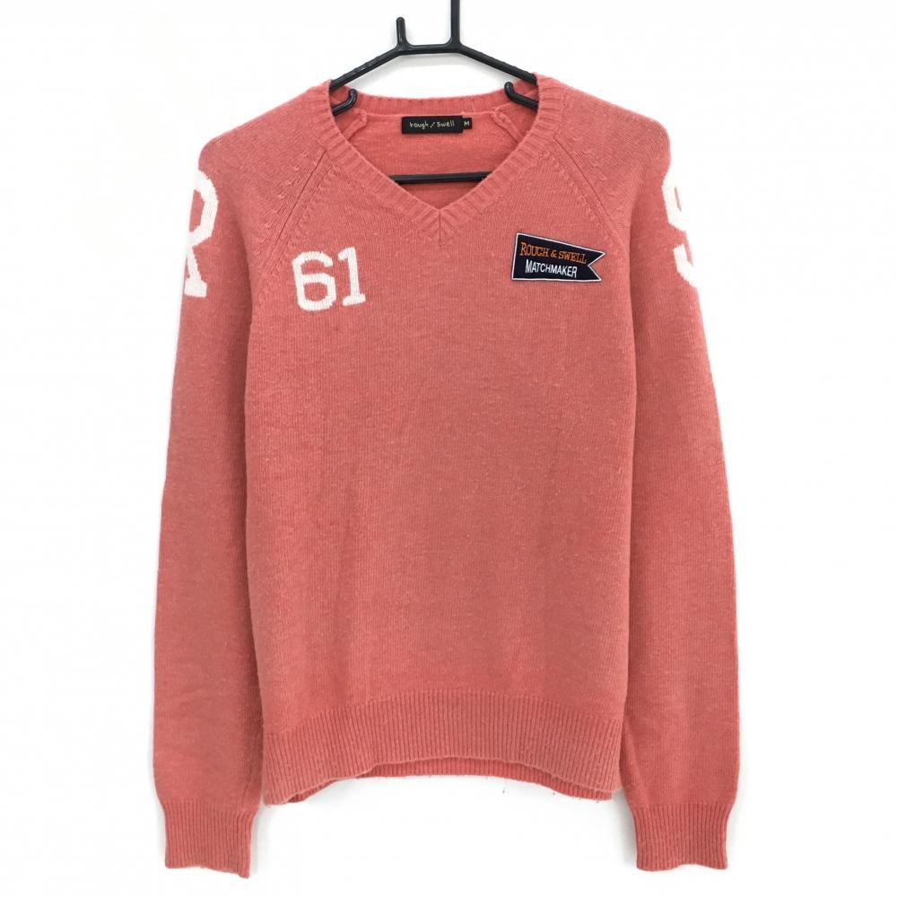 ラフアンドスウェル セーター オレンジピンク ウール混 ニット メンズ M ゴルフウェア rough＆swell