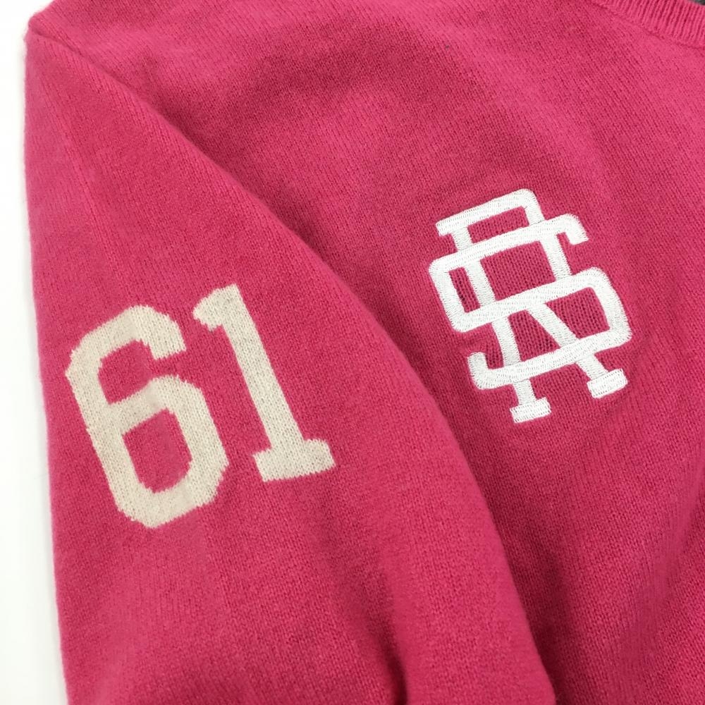 ラフアンドスウェル　カシミヤ100%　ニット　ゴルフウェア　ピンク×グレー　L 超美品】ラフアンドスウェル セーター ピンク 背面杢グレー カシミヤ