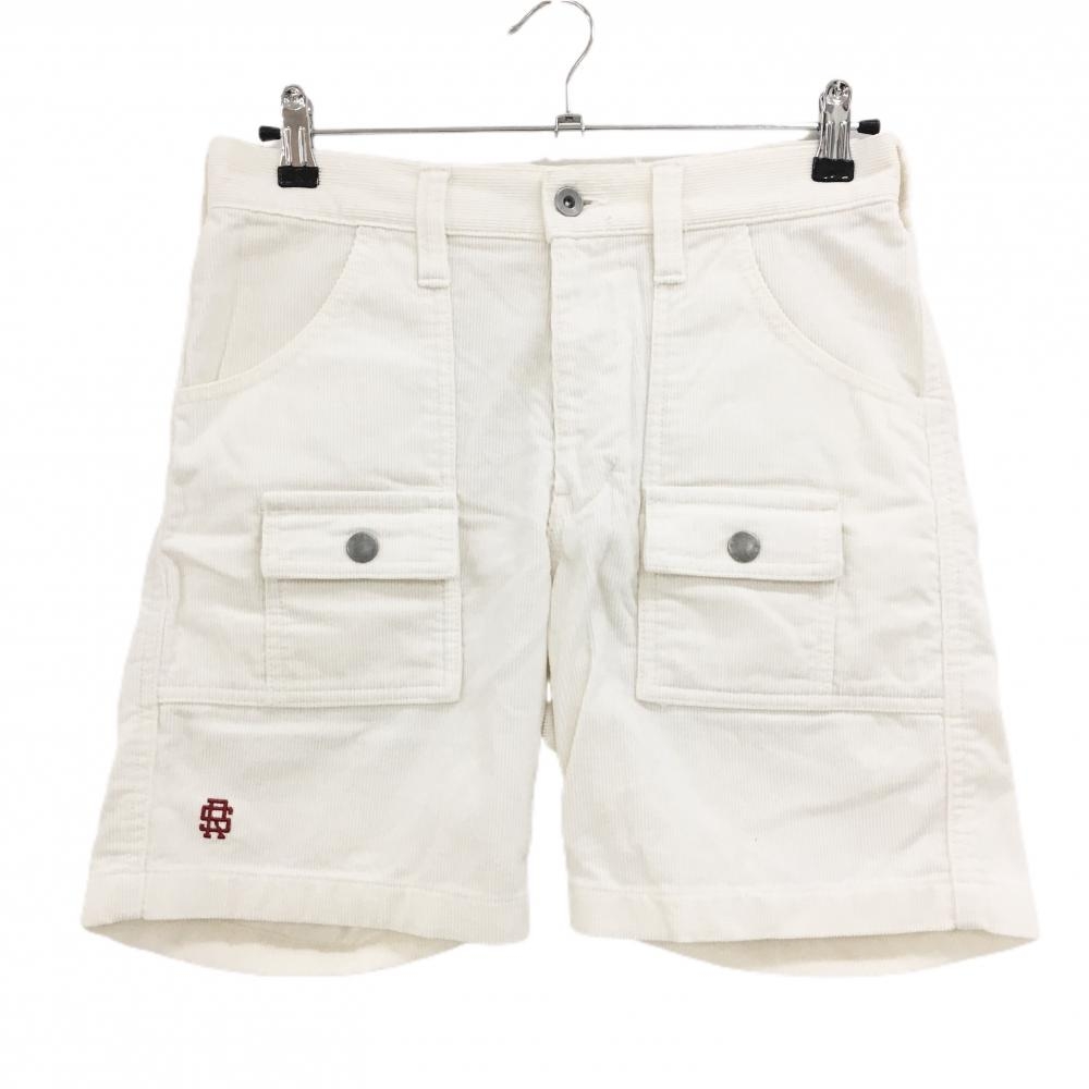 ラフアンドスウェル コーデュロイハーフパンツ 白 カーゴパンツ メンズ S ゴルフウェア rough＆swell