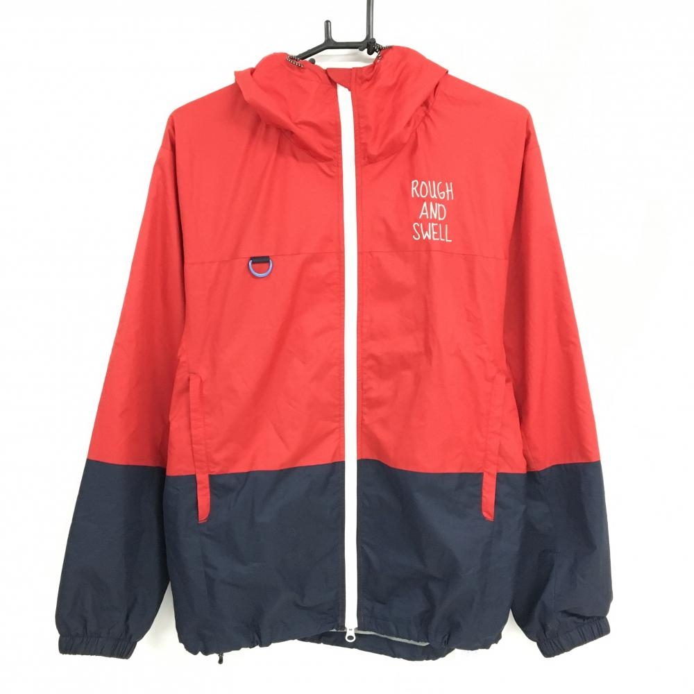 ラフアンドスウェル ジップパーカー レッド×ネイビー 裏メッシュ バイカラー ジャケット メンズ M ゴルフウェア rough＆swell 画像