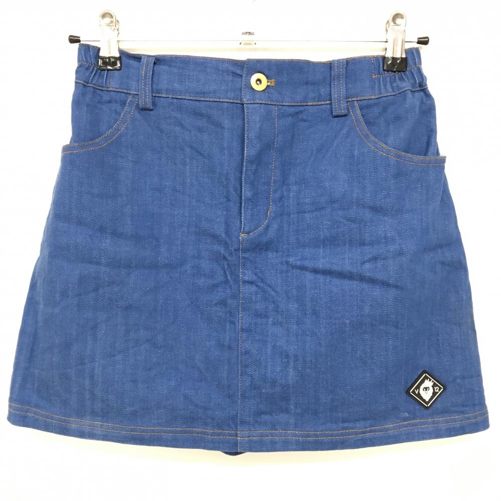 【超美品】V12 スカート ブルー デニム シリコンロゴ レディース 1(M) ゴルフウェア V12