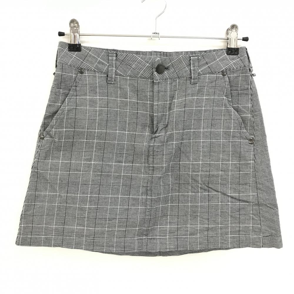 【美品】エドウィンゴルフ スカート グレー系×黒×白 グレンチェック 後ろ細千鳥格子 レディース M ゴルフウェア EDWIN GOLF