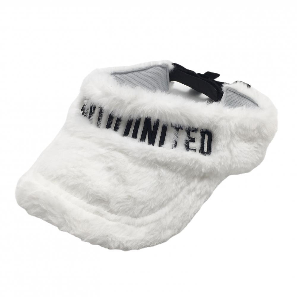 【超美品】クアルトユナイテッド サンバイザー 白 ファー リボン  レディース  ゴルフウェア CUARTO UNITED