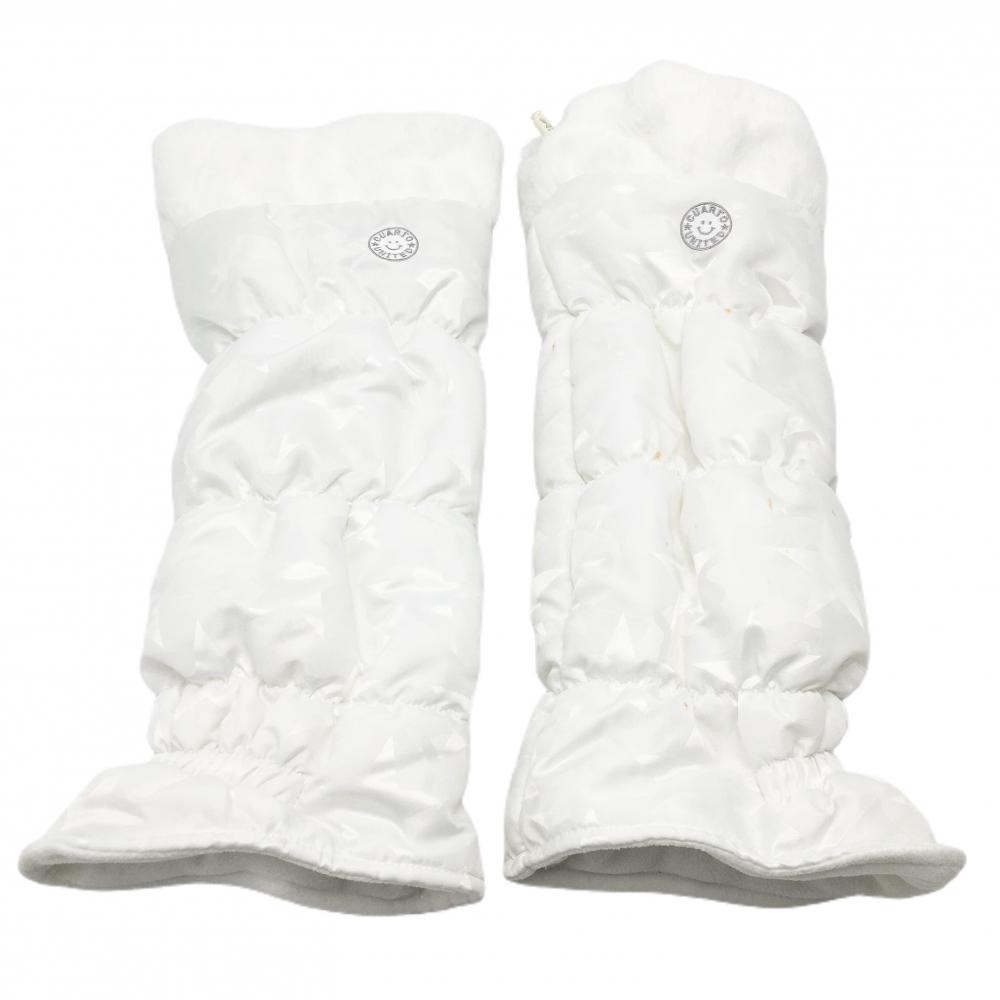 クアルトユナイテッド レッグウォーマー 白 星柄 裏起毛 一部ファー レディース FREE ゴルフウェア CUARTO UNITED