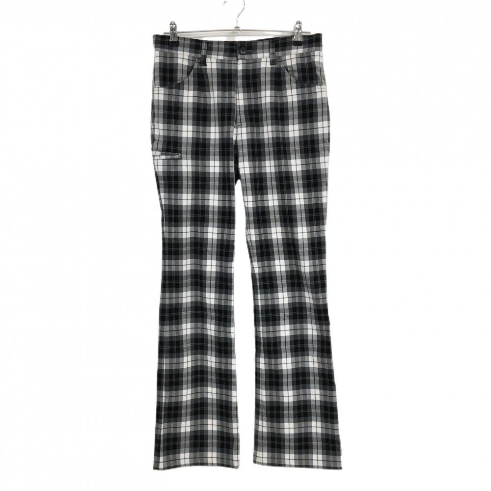 【超美品】コルウィン パンツ グレー×白 チェック柄 バックロゴ刺しゅう レディース 15 ゴルフウェア Kolwin