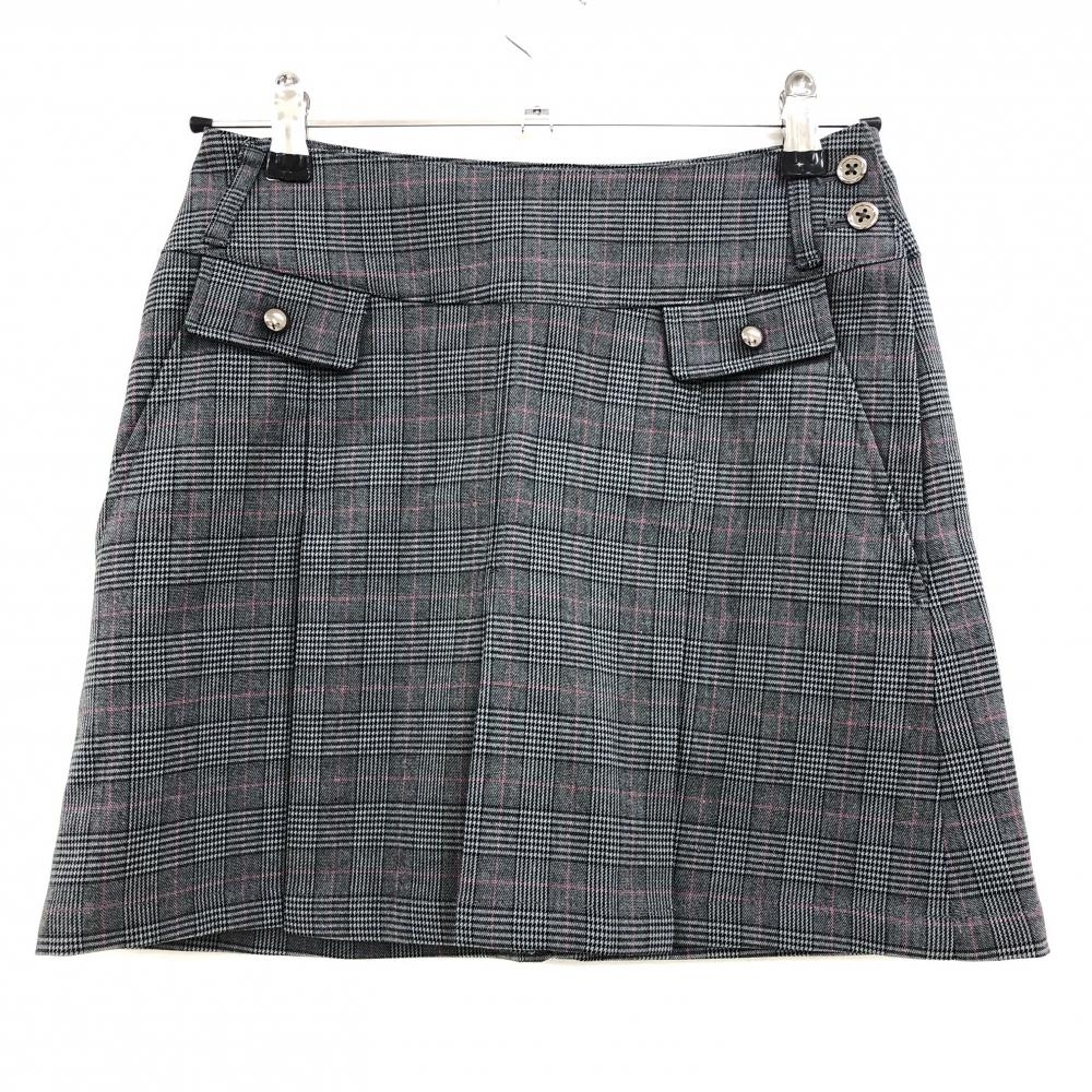 【超美品】コルウィン スカート 黒×ピンク 裾プリーツ ストレッチ レディース 5 ゴルフウェア Kolwin