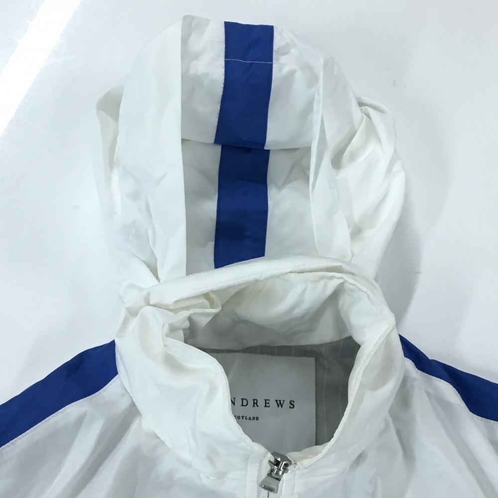 St ANDREWS ホワイトジャケット セントアンドリュース ジャケット 白×ブルー ワッペン 袖ライン フード