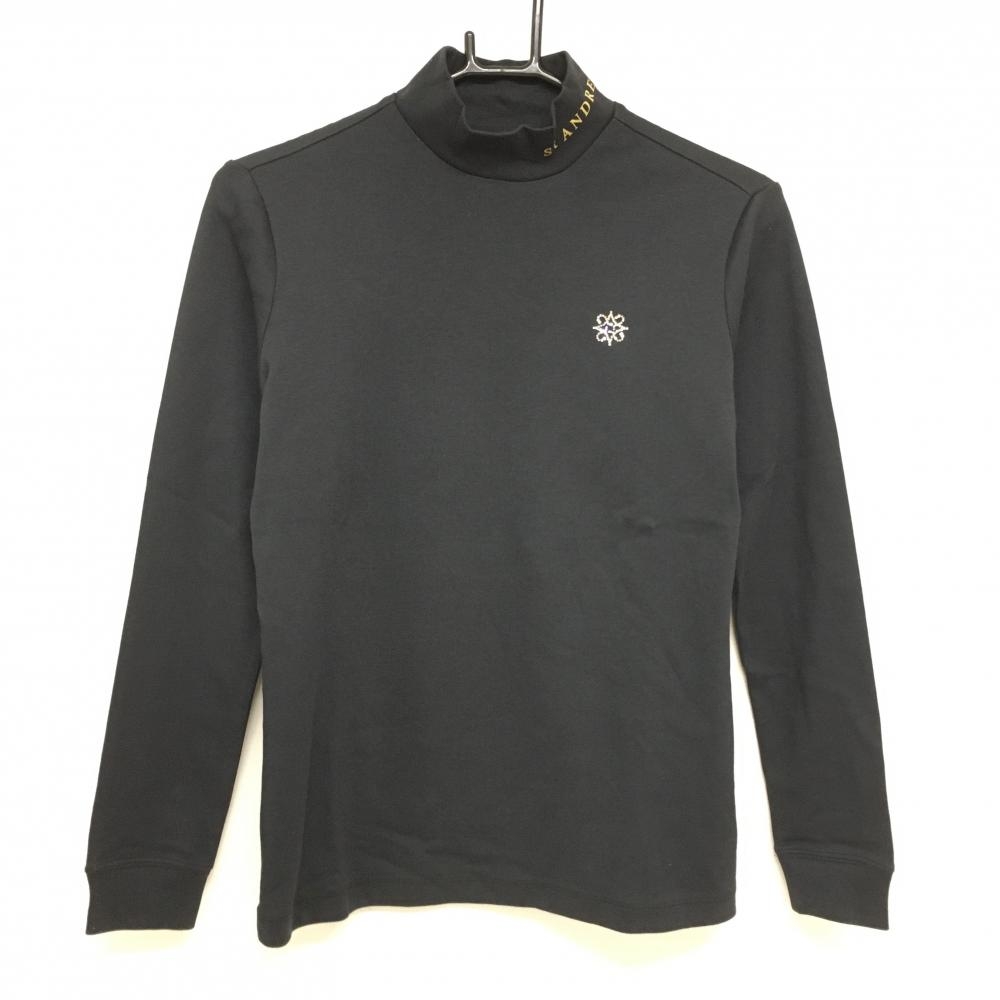 【超美品】セントアンドリュース 長袖ハイネックシャツ 黒 ラインストーンロゴ  レディース M ゴルフウェア St ANDREWS