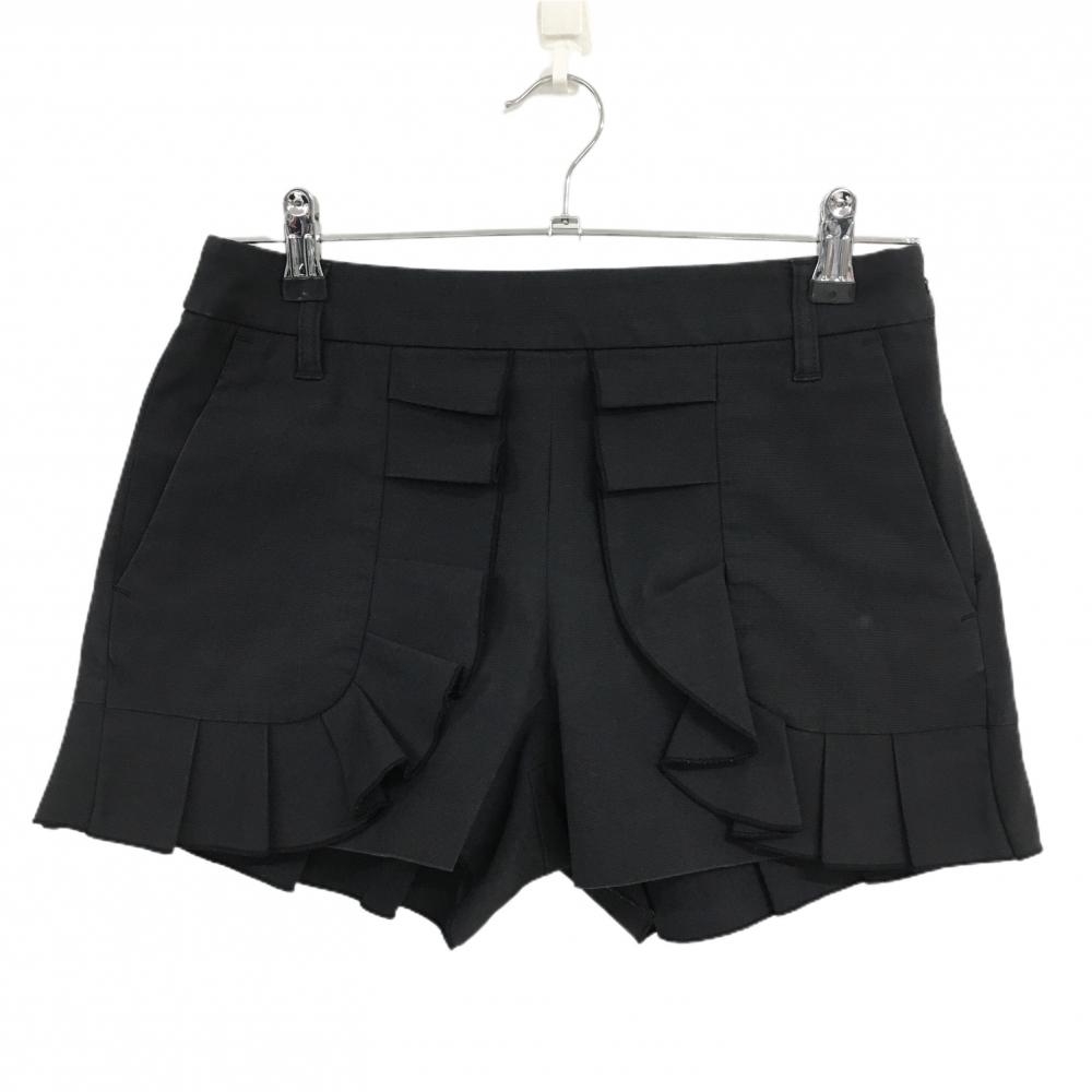 【美品】セントアンドリュース ショートパンツ 黒 フリル 麻混 ストレッチ レディース S ゴルフウェア St ANDREWS