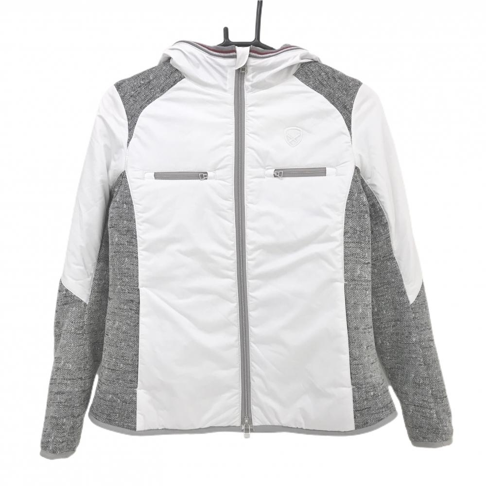 新品】セントアンドリュース フード付中綿ニットジャケット 白×グレー