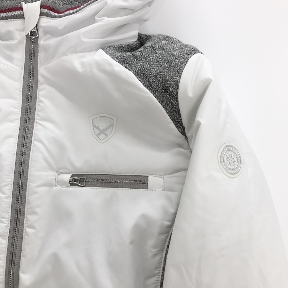 新品】セントアンドリュース フード付中綿ニットジャケット 白×グレー