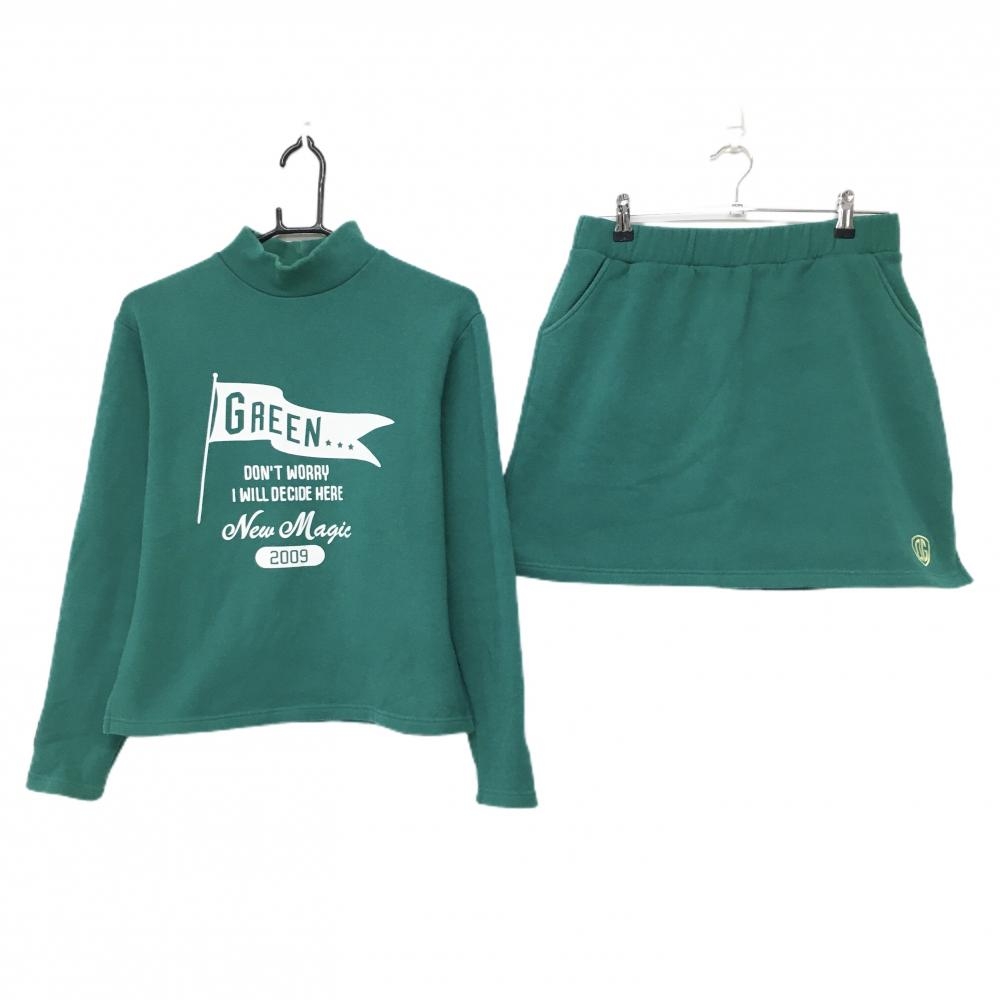 デルソル セットアップ(ハイネックトレーナー スカート) グリーン 裏起毛 レディース LL ゴルフウェア DELSOL