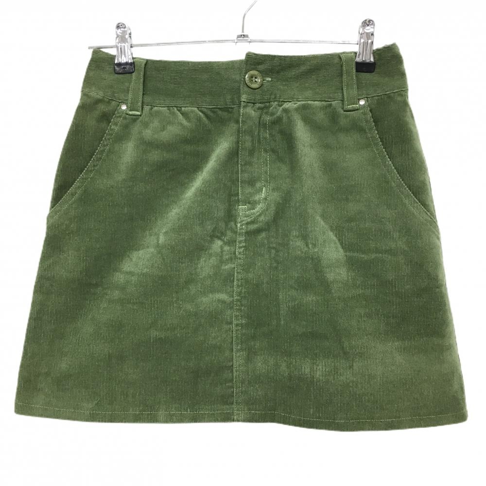 【美品】デルソル コーデュロイスカート グリーン ワッペン レディース S ゴルフウェア DELSOL