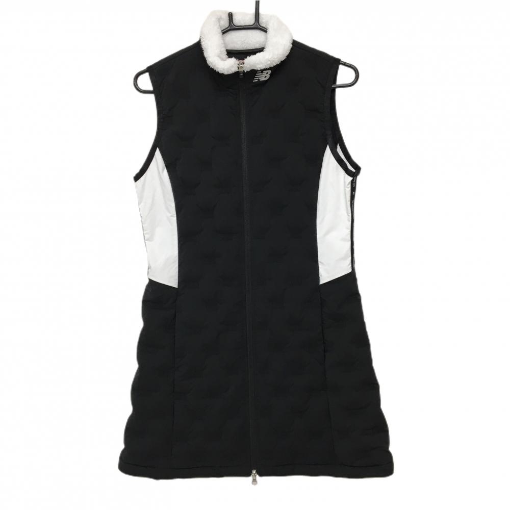 【美品】ニューバランスゴルフ ダウンノースリーブワンピース 黒×白 ネックボア レディース 1(M) ゴルフウェア New Balance
