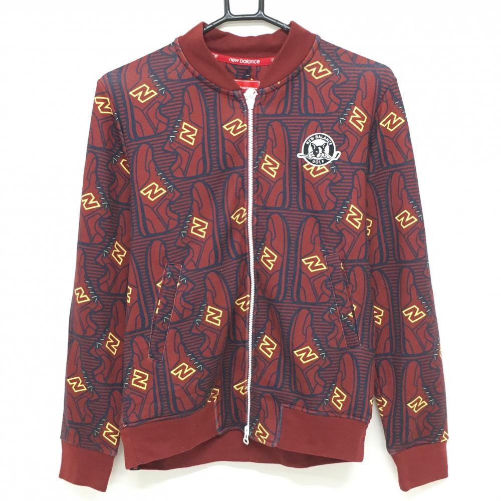 ニューバランスゴルフ ジャケット ボルドー×イエロー 総柄 微起毛素材 レディース 1(M) ゴルフウェア New Balance