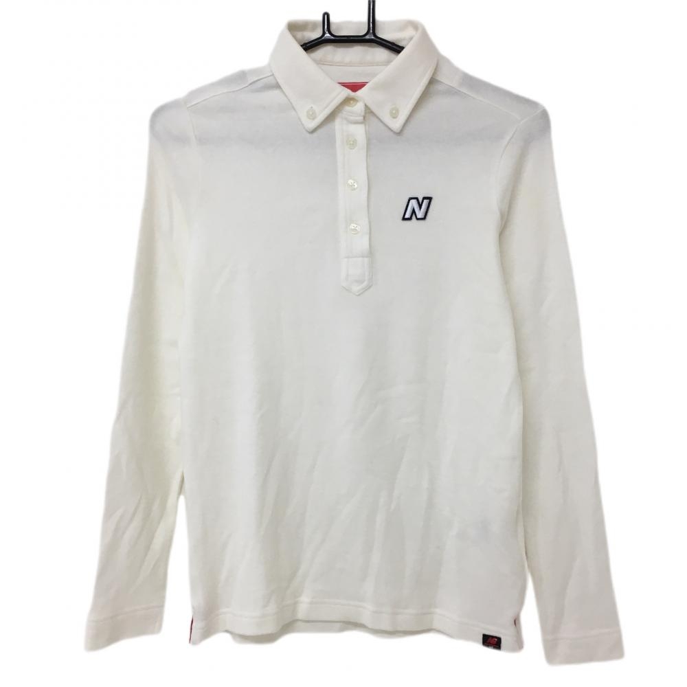ニューバランスゴルフ 長袖ポロシャツ 白 起毛素材 ボタンダウン アクリル混 レディース 0(S) ゴルフウェア New Balance 画像