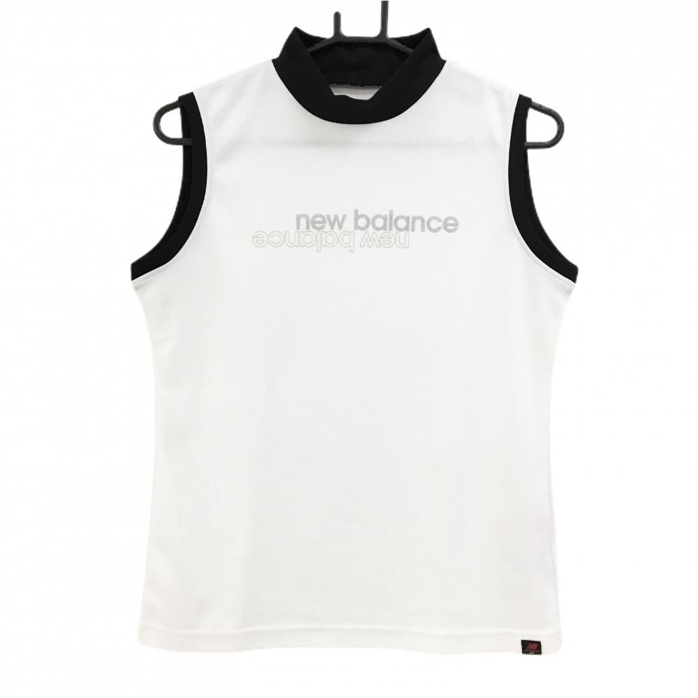 【超美品】ニューバランスゴルフ ノースリーブハイネックシャツ 白×黒 レディース 2(L) ゴルフウェア 2023年モデル New Balance