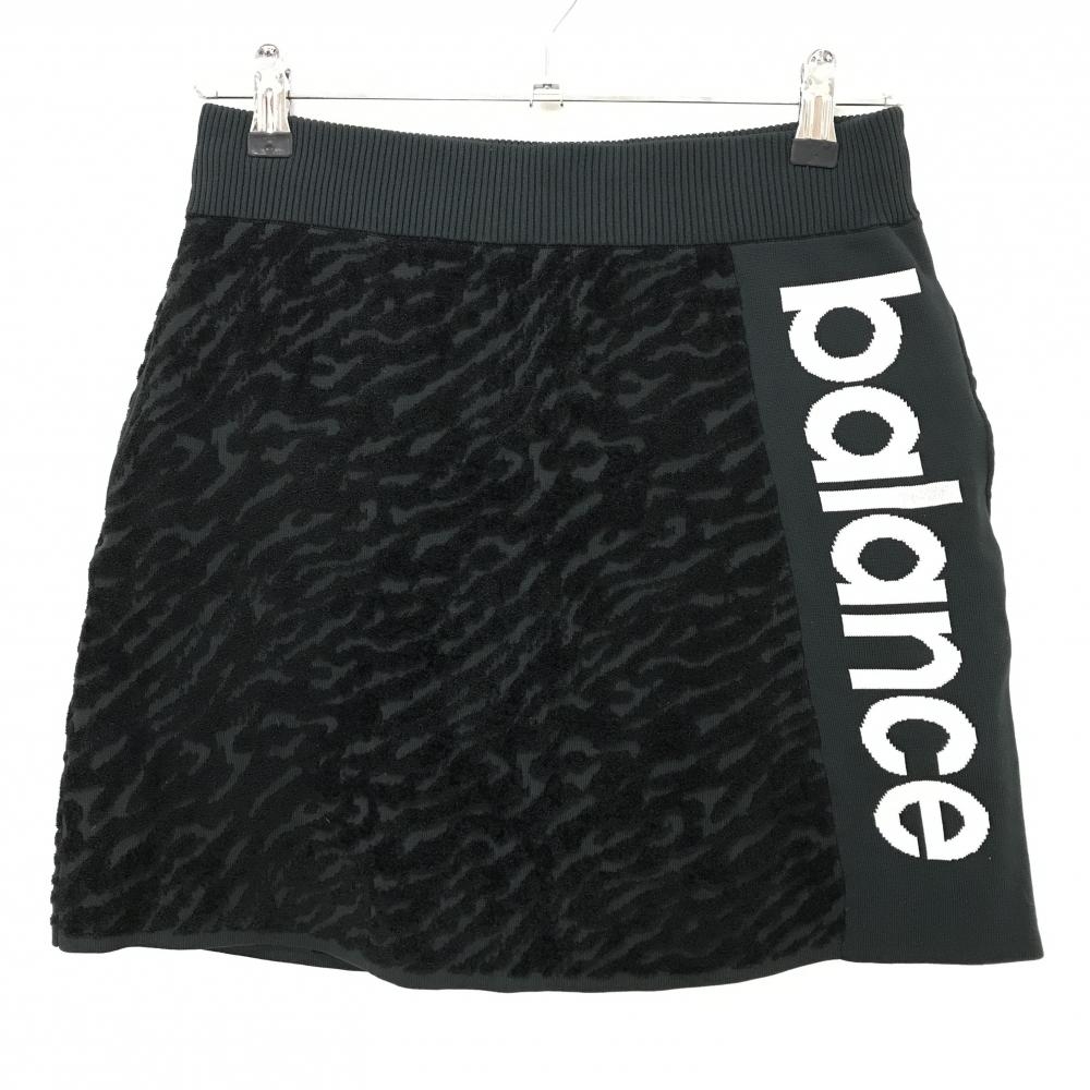 【超美品】ニューバランスゴルフ ニットスカート ダークグレー×黒 総柄編み ウエストゴム  レディース 1(M) ゴルフウェア New Balance