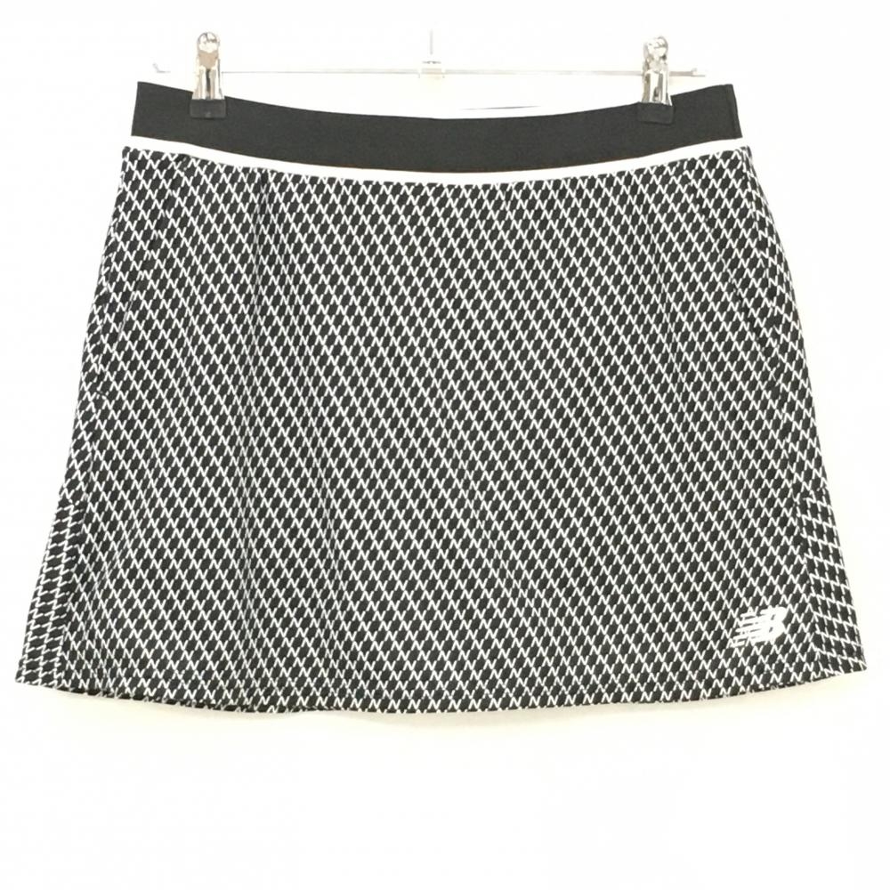 【超美品】ニューバランスゴルフ スカート 黒×白 総柄 内側インナーパンツ レディース 2(L) ゴルフウェア 2024年モデル New Balance