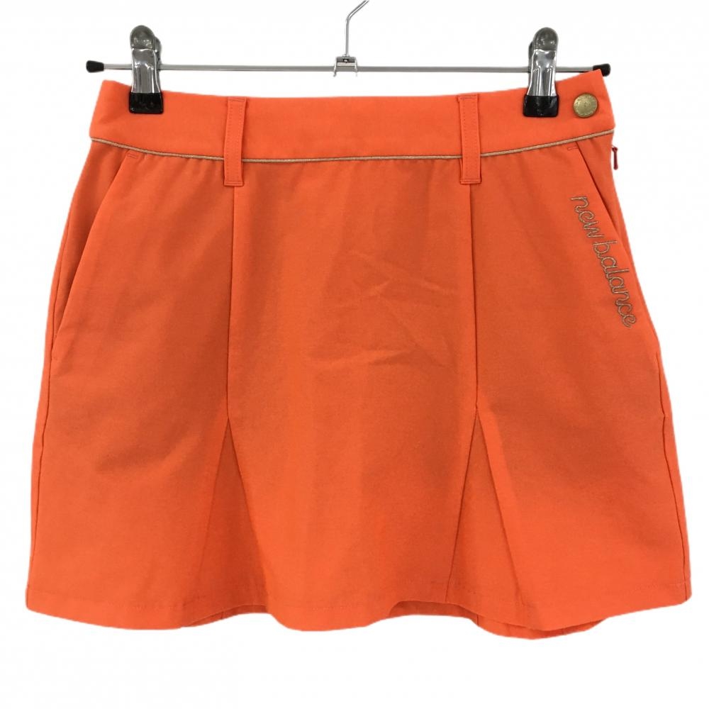 【超美品】ニューバランスゴルフ スカート オレンジ ゴールドライン ロゴ  レディース 0(S) ゴルフウェア 2023年モデル New Balance