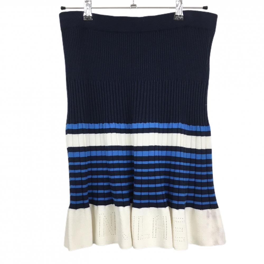 ニューバランスゴルフ ニットスカート ネイビー×ブルー リブ織 裾ボーダー パンチングロゴ  レディース 2(L) ゴルフウェア New Balance