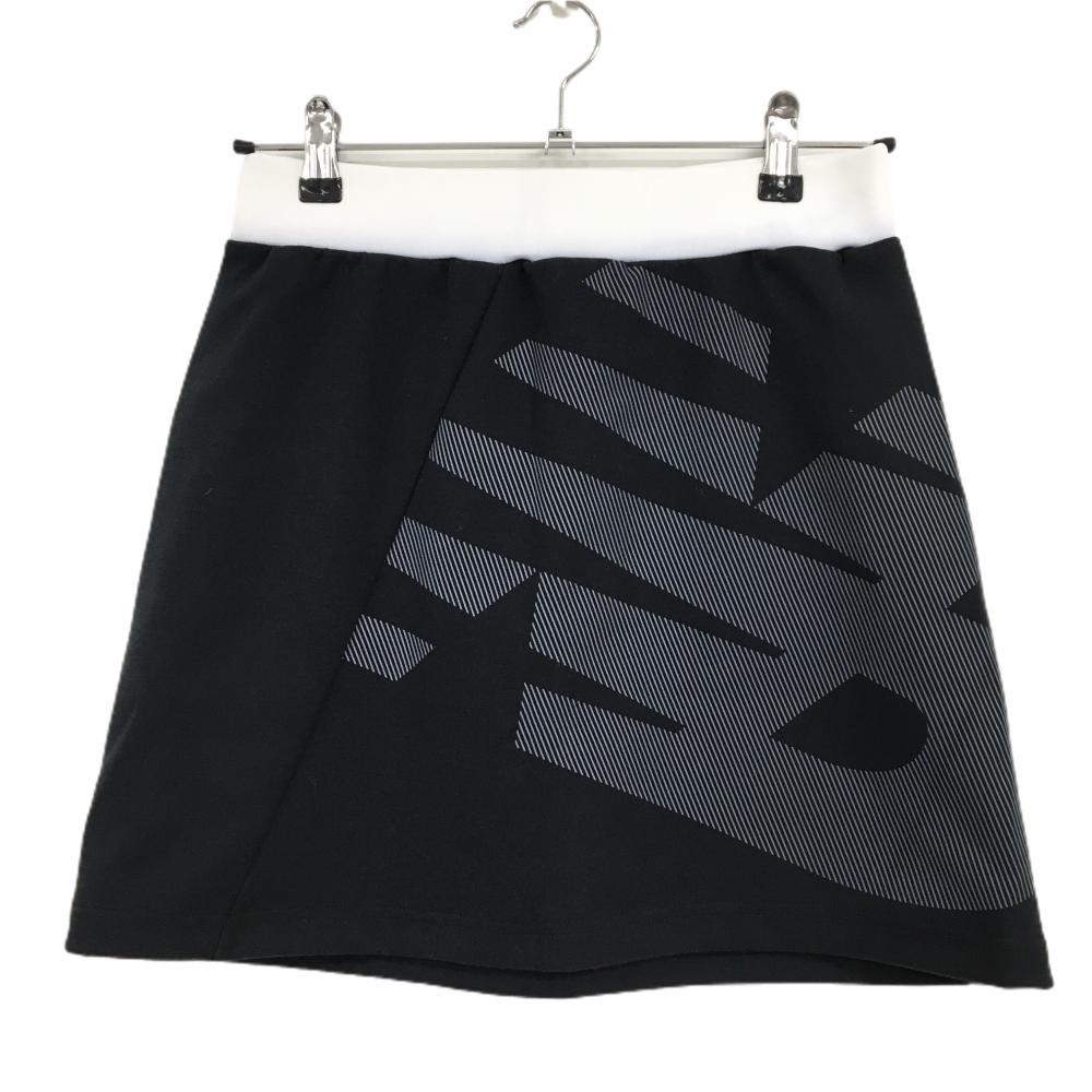 【超美品】ニューバランスゴルフ スカート 黒×グレー ビッグロゴ ウエストゴム  レディース 1(M) ゴルフウェア New Balance