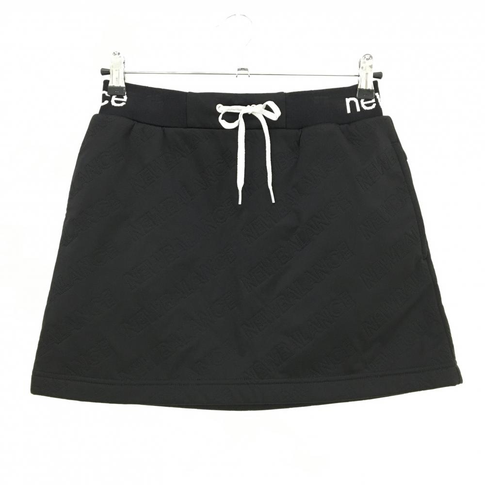 新品タグ‼️NewBalanceニューバランスゴルフブラックスカート裏起毛 超美品】ニューバランスゴルフ スカート 黒 ロゴ総柄 裏起毛 ウエスト