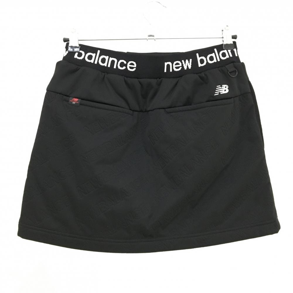 新品タグ‼️NewBalanceニューバランスゴルフブラックスカート裏起毛 超美品】ニューバランスゴルフ スカート 黒 ロゴ総柄 裏起毛 ウエスト