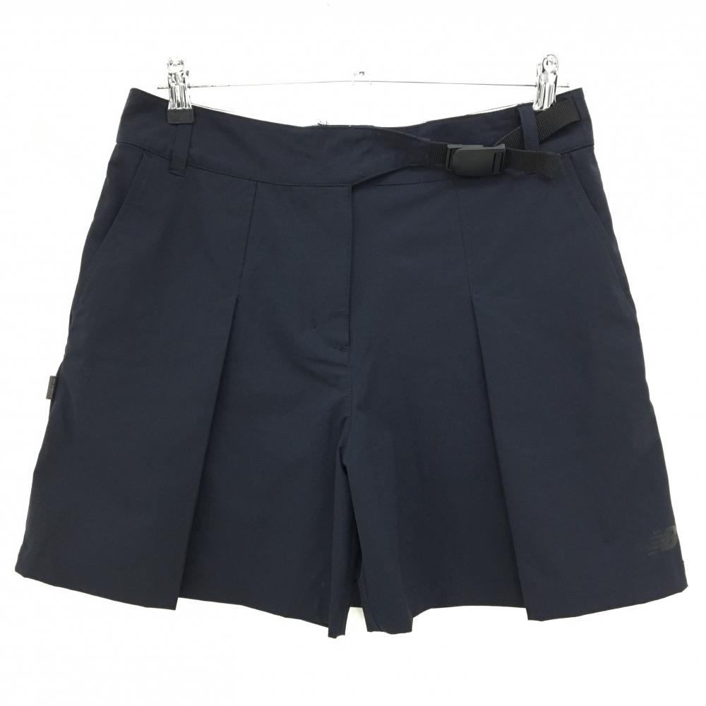 【美品】ニューバランスゴルフ キュロットスカート 黒 裾ロゴ ウエスト一部ベルト付  レディース 2(L) ゴルフウェア New Balance