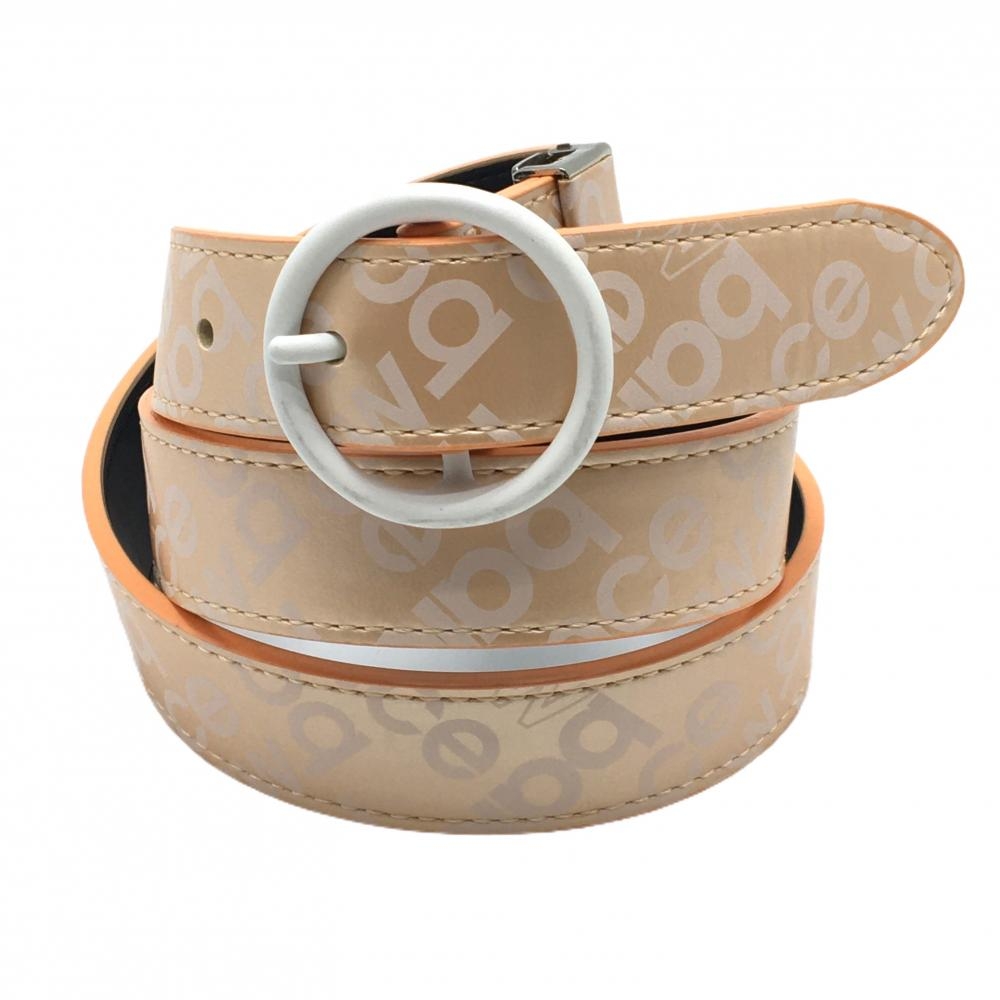 【美品】ニューバランスゴルフ ベルト ピンク系 ロゴ総柄 レディース  ゴルフウェア New Balance