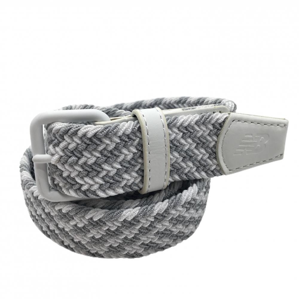 【超美品】ニューバランスゴルフ メッシュベルト 白×グレー ゴム ロゴ  レディース  ゴルフウェア New Balance