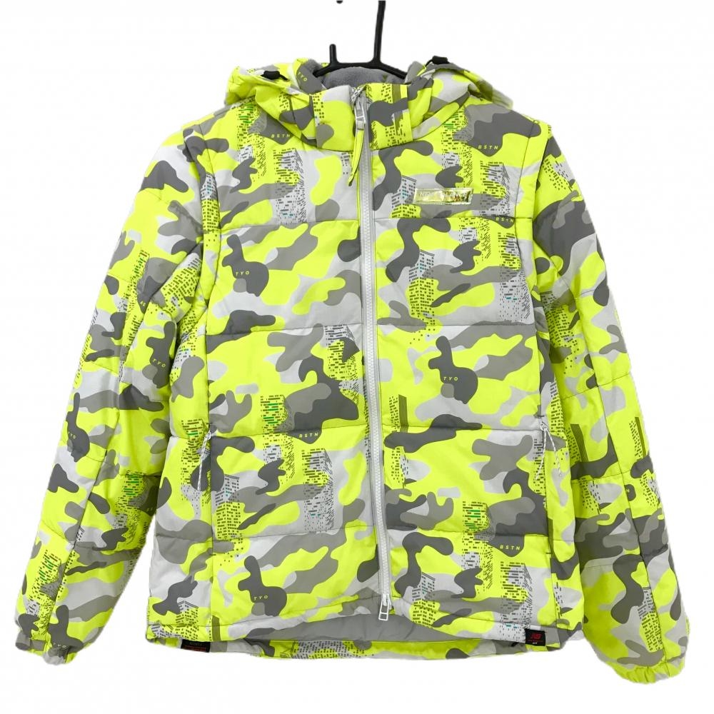 ニューバランスゴルフ 4WAY中綿ジャケット グレー×イエロー カモフラ柄 迷彩 袖・フード着脱可 レディース 1(M) ゴルフウェア New Balance