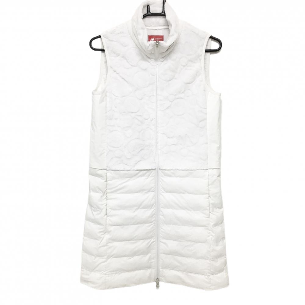 【超美品】ニューバランスゴルフ 中綿ノースリーブワンピース 白 上部ボア  レディース 0(S) ゴルフウェア New Balance