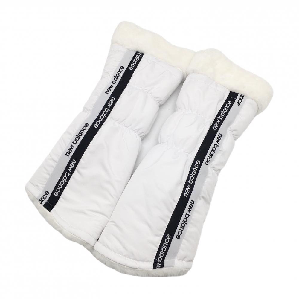 【新品】ニューバランス リバーシブルレッグウォーマー 白 ロゴライン 片面ファー レディース FR ゴルフウェア New Balance