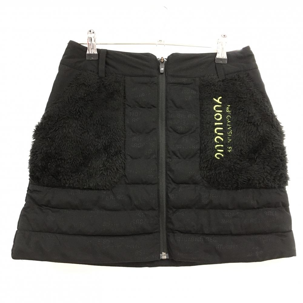 美品】ニューバランスゴルフ 中綿スカート 黒 地模様 ボアポケット